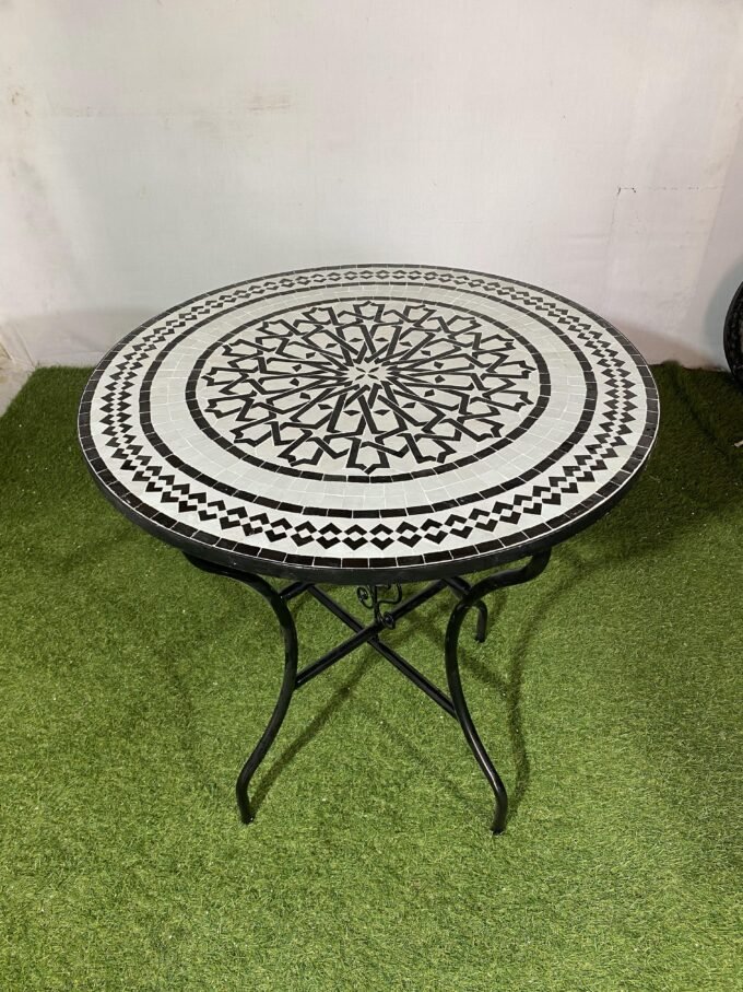 Moorish Traditional Black a White Mosaic Table