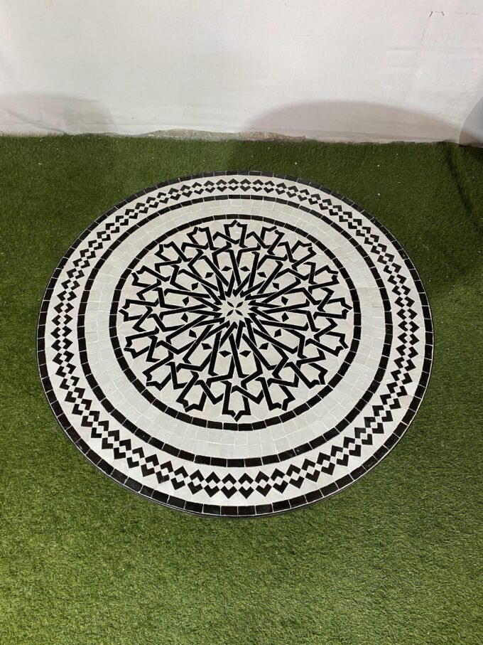 Moorish Traditional Black a White Mosaic Table