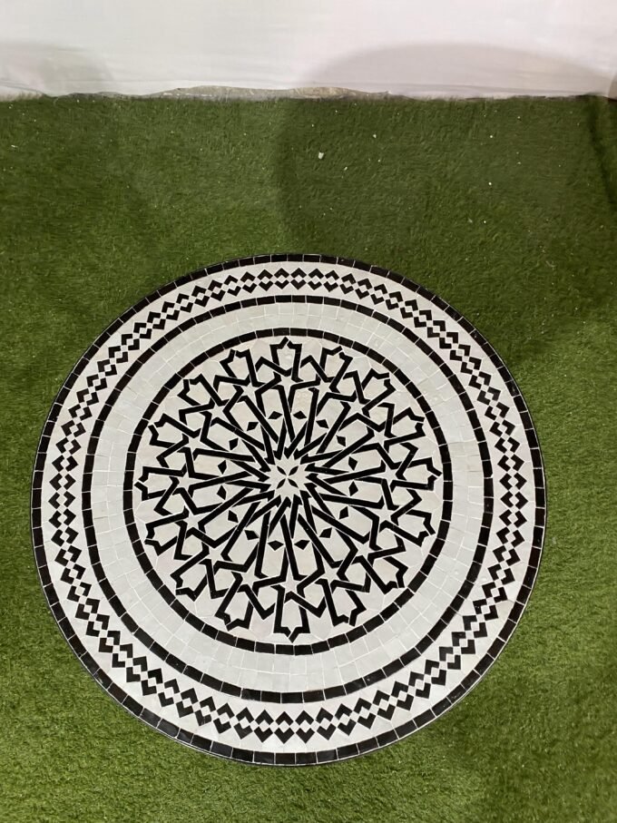 Moorish Traditional Black a White Mosaic Table