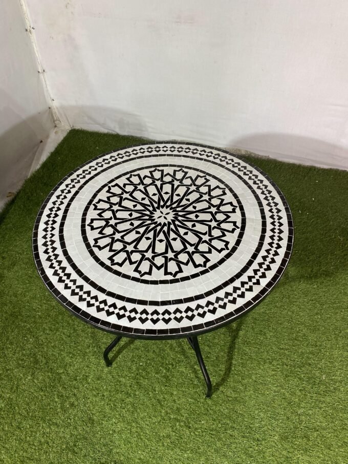 Moorish Traditional Black a White Mosaic Table