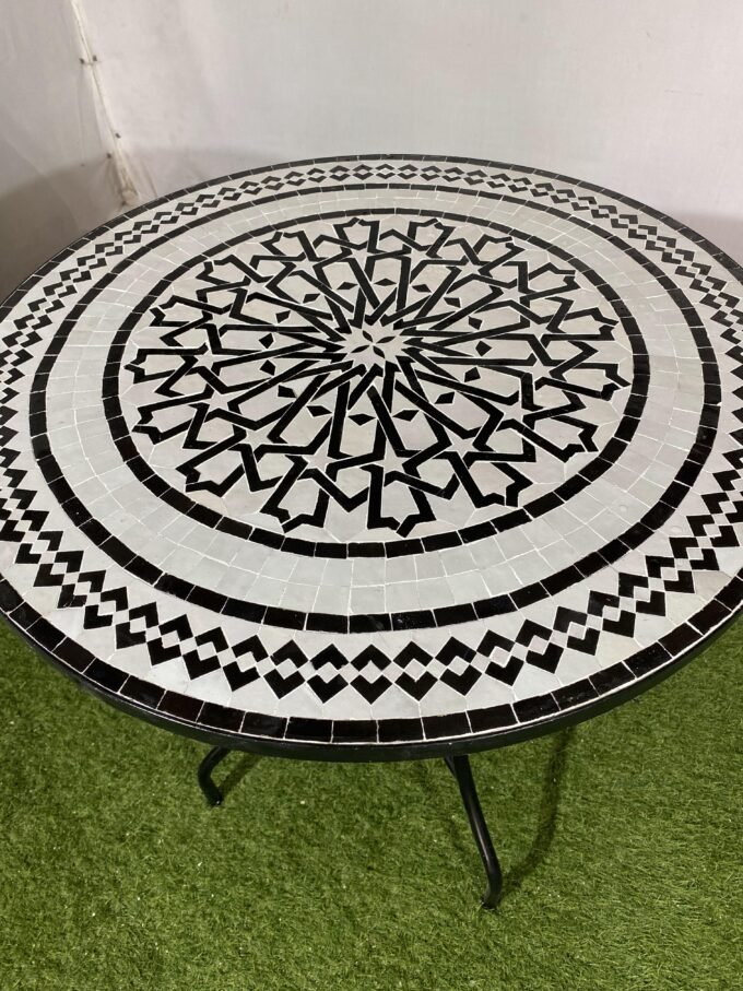 Moorish Traditional Black a White Mosaic Table