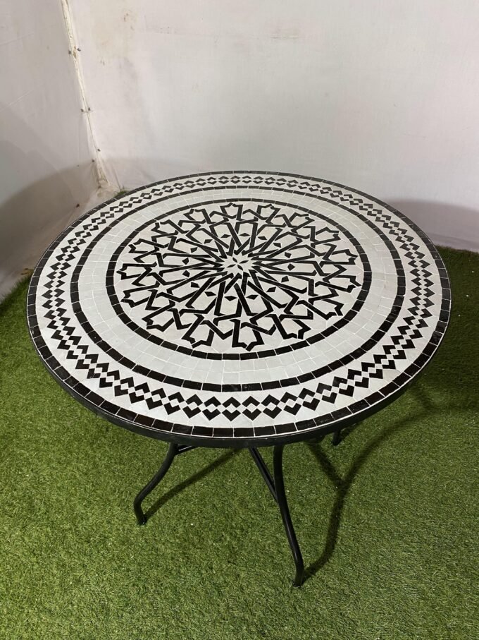 Moorish Traditional Black a White Mosaic Table