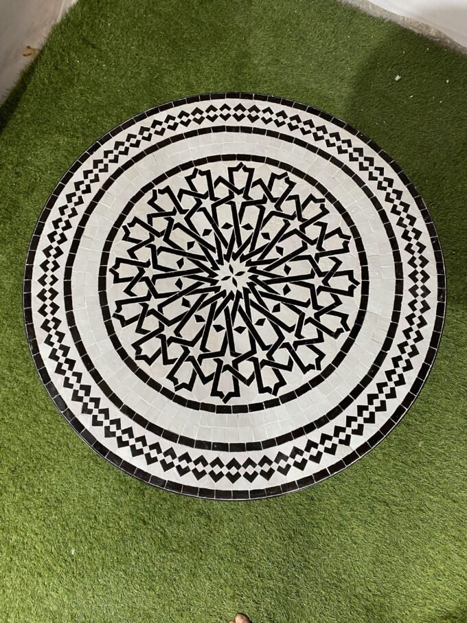 Moorish Traditional Black a White Mosaic Table