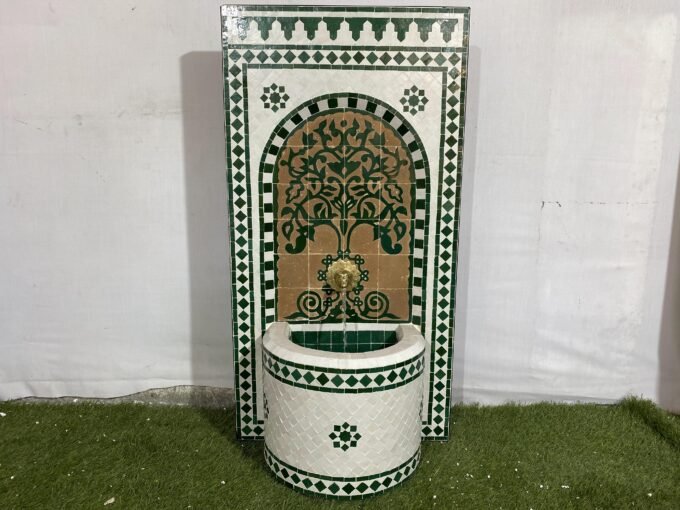 Moorish Hand-painted Wall Mosaic Fountain