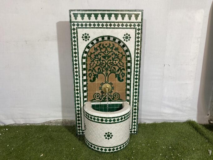 Moorish Hand-painted Wall Mosaic Fountain