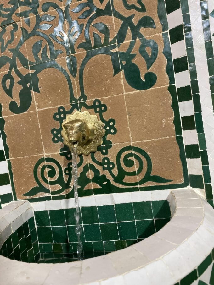 Moorish Hand-painted Wall Mosaic Fountain