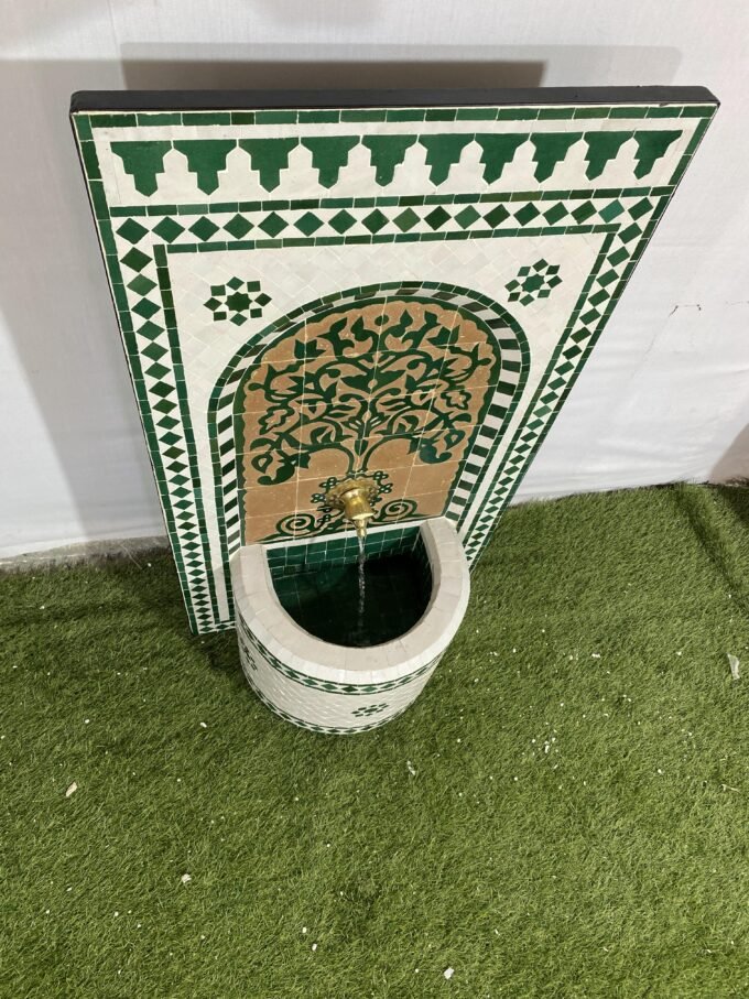 Moorish Hand-painted Wall Mosaic Fountain