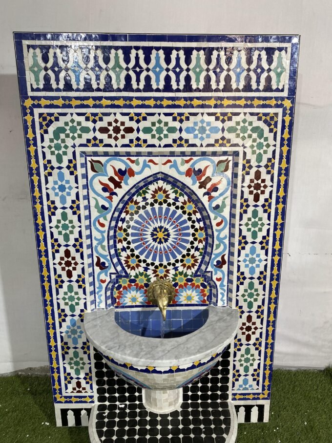 Luxury Moroccan Mosaic Garden Waterfall Fountain