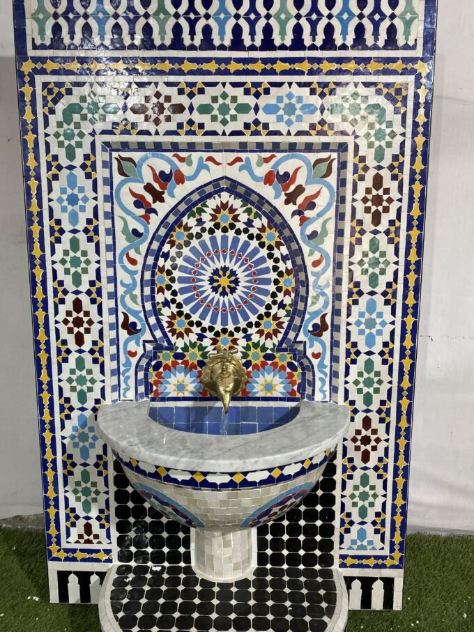 Luxury Moroccan Mosaic Garden Waterfall Fountain