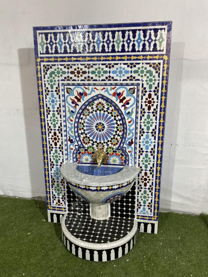 Luxury Moroccan Mosaic Garden Waterfall Fountain