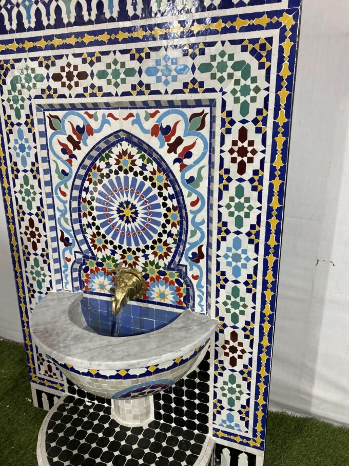 Luxury Moroccan Mosaic Garden Waterfall Fountain