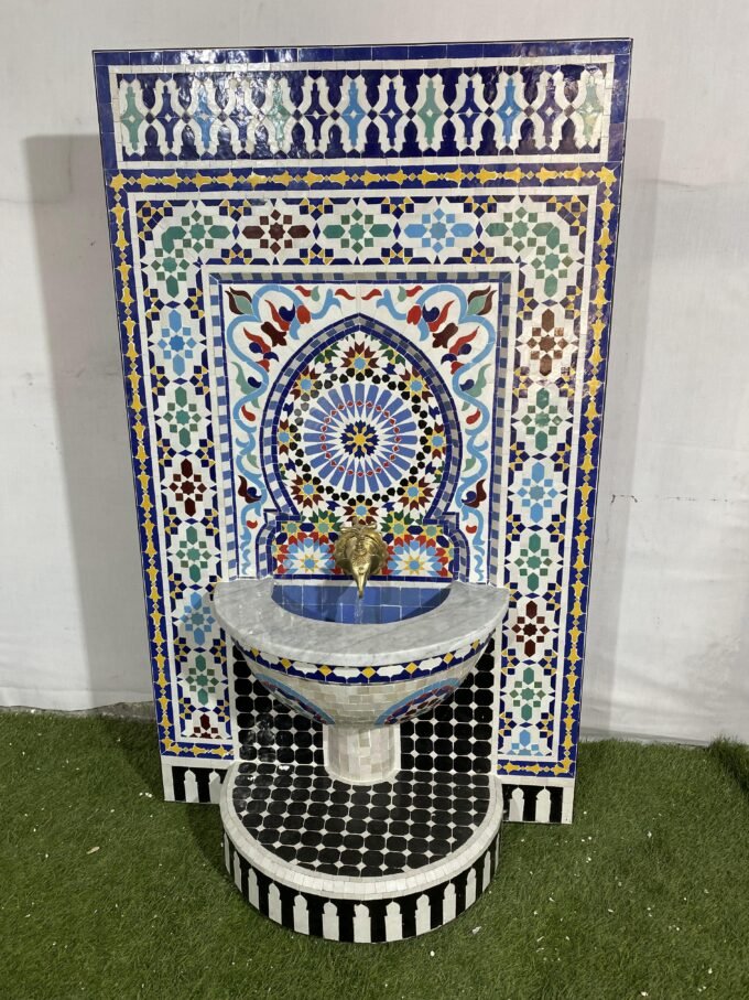 Luxury Moroccan Mosaic Garden Waterfall Fountain