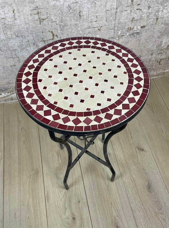 Moroccan Handmade Fern Red Round Table