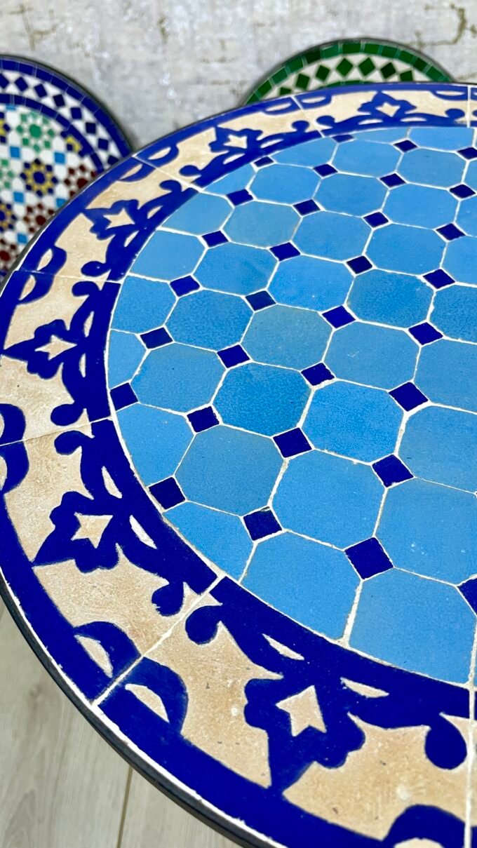 Handmade Moroccan Blue Mosaic Table