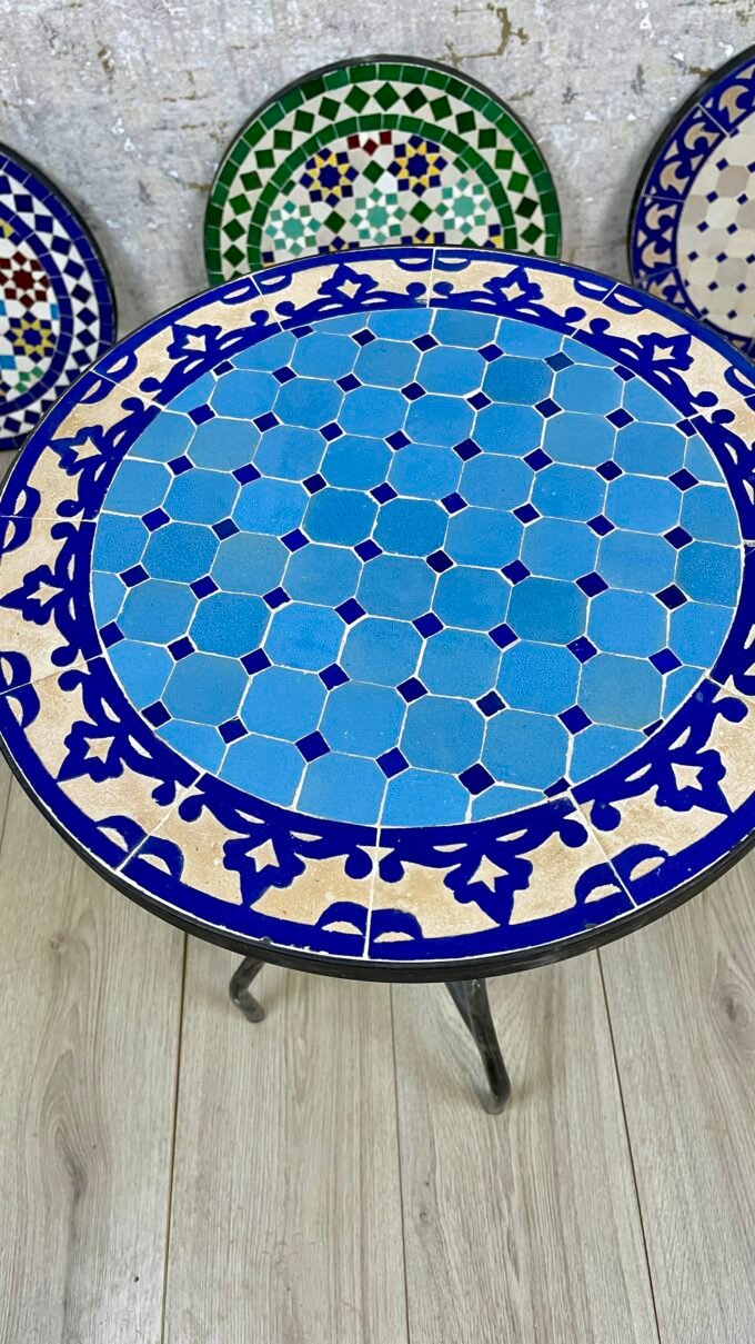 Handmade Moroccan Blue Mosaic Table