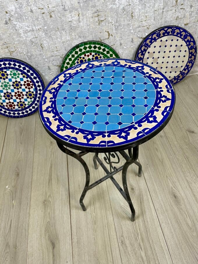 Handmade Moroccan Blue Mosaic Table