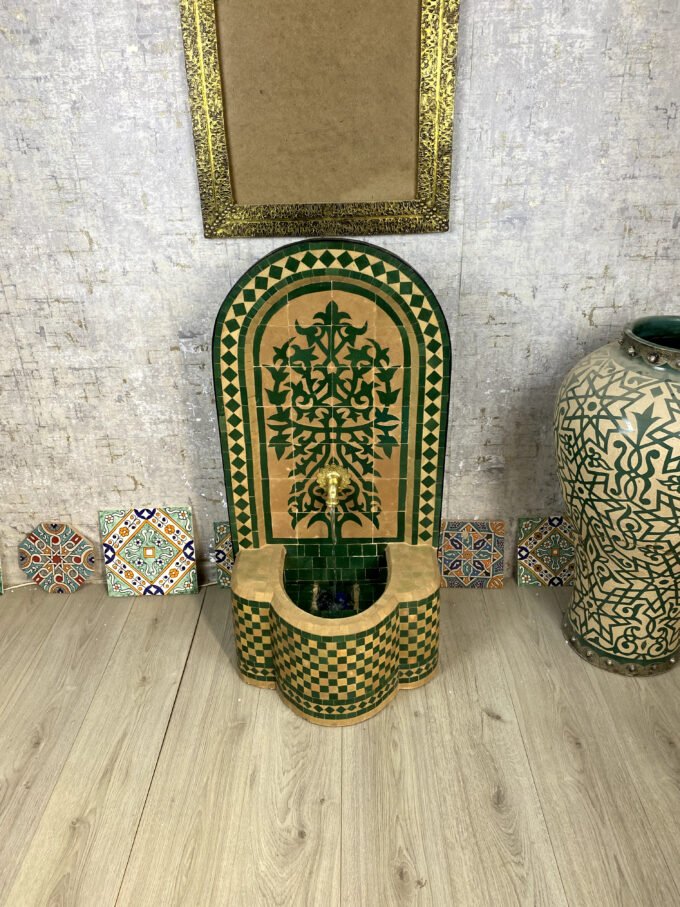 Handmade Green Moroccan Mosaic Fountain