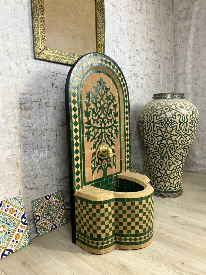 Handmade Green Moroccan Mosaic Fountain