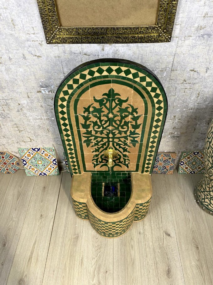Handmade Green Moroccan Mosaic Fountain