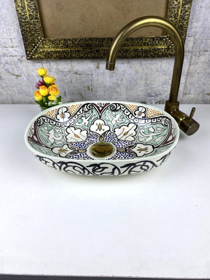 Elegance Moorish Handcrafted Moroccan Oval Sink