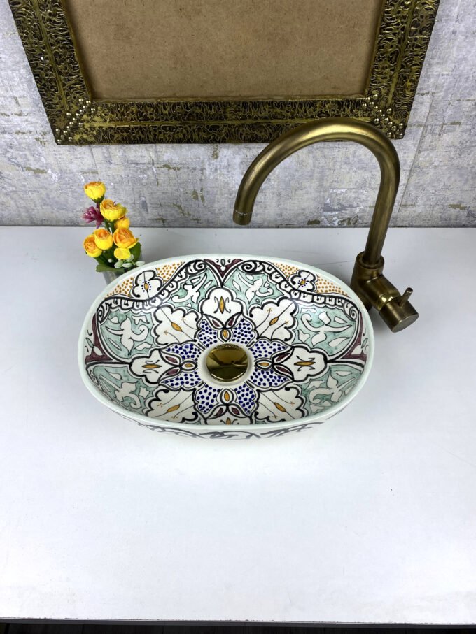 Elegance Moorish Handcrafted Moroccan Oval Sink