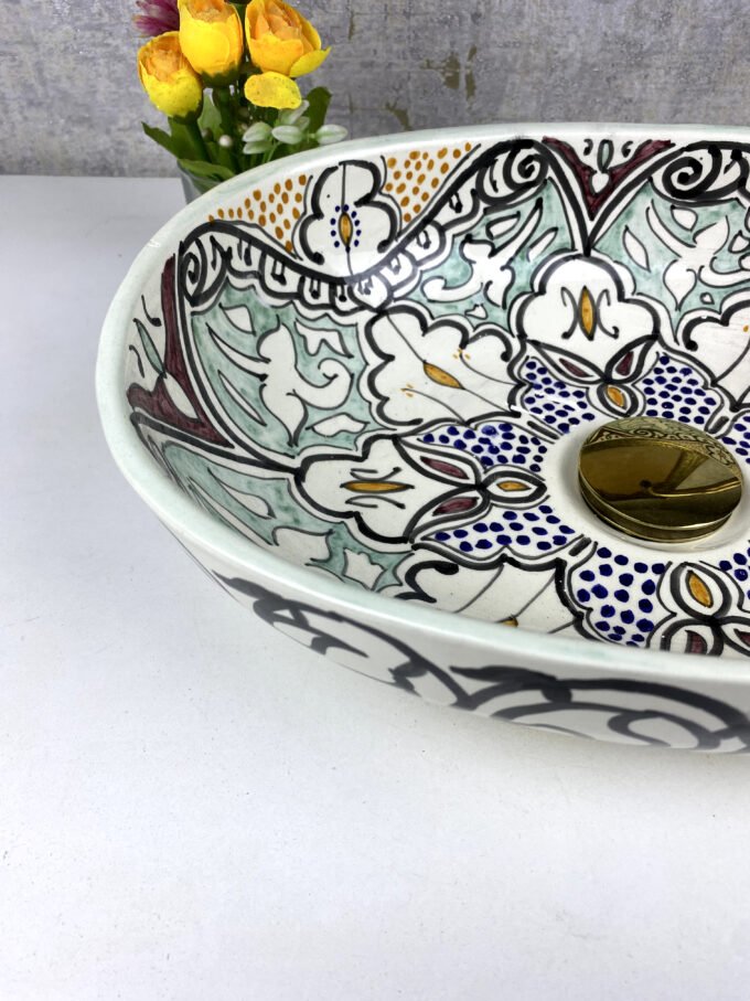 Elegance Moorish Handcrafted Moroccan Oval Sink