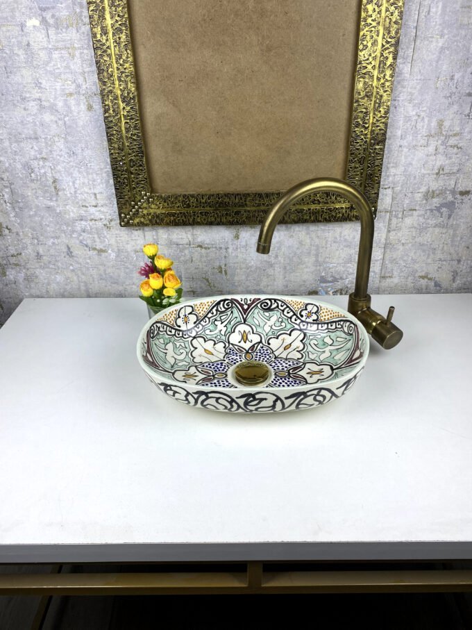 Elegance Moorish Handcrafted Moroccan Oval Sink