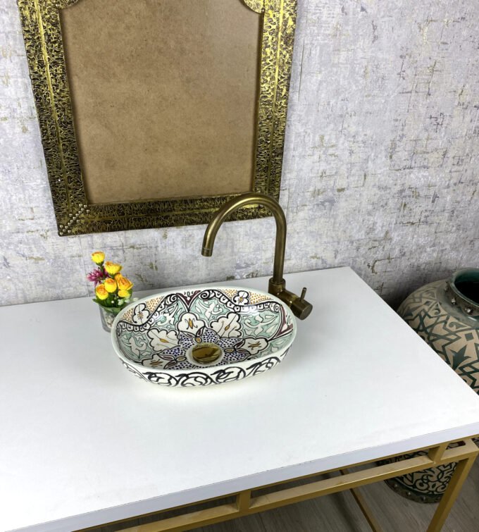 Elegance Moorish Handcrafted Moroccan Oval Sink