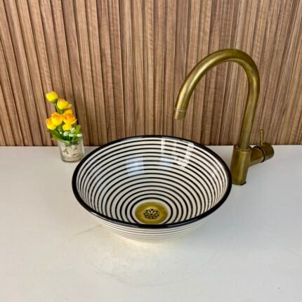 Hand-Painted Moroccan Handmade Ceramic Wash-Basin