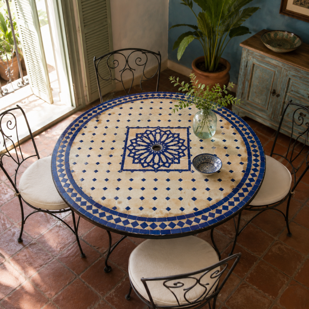 Handmade Moroccan Zellige Mosaic Table — MT0173