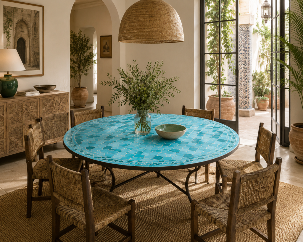 Handmade Moroccan Zellige Mosaic Table — MT0195