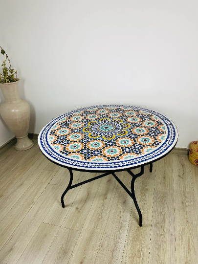Handmade Moroccan Zellige Mosaic Table — MT0152