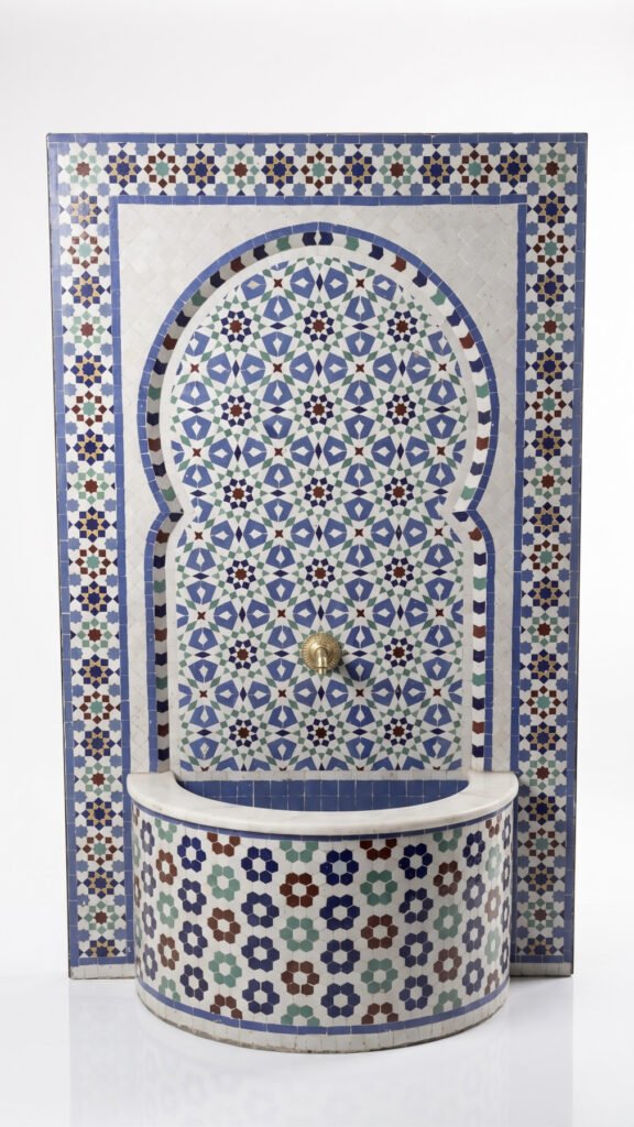 Moroccan Handcrafted Zellige Mosaic Fountain — Outdoor Patio Water Feature