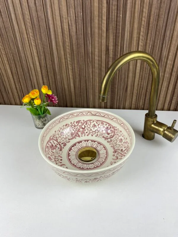 Luxury Hand-Painted Moroccan Bathroom Ceramic Bowl Sink